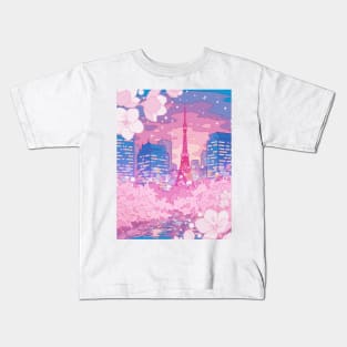 The evening Tokyo lake view Kids T-Shirt